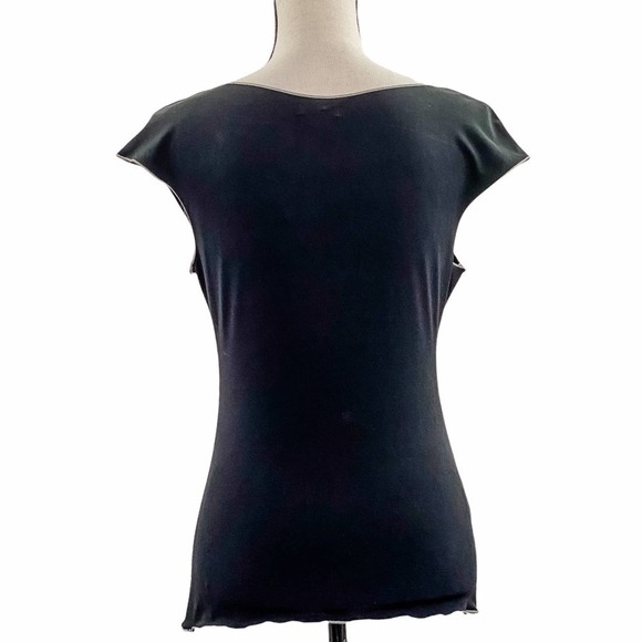 MAX Edition Black Cinched Cap Sleeve V-Neck Blouse - Picture 2 of 11